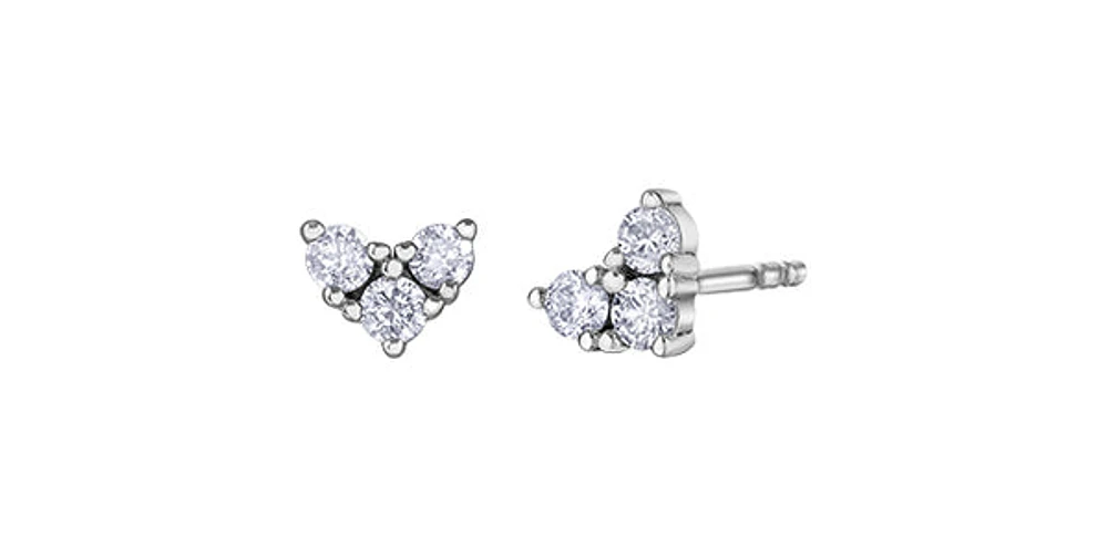 10K White Gold 0.25cttw Diamond Heart Earrings