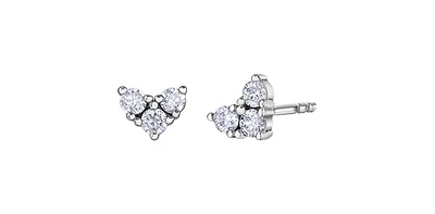 10K White Gold 0.25cttw Diamond Heart Earrings