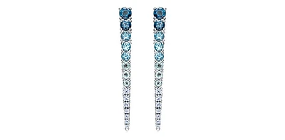 14K White Gold Blue Topaz and Canadian Diamond Dangle Earrings
