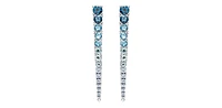 14K White Gold Blue Topaz and Canadian Diamond Dangle Earrings