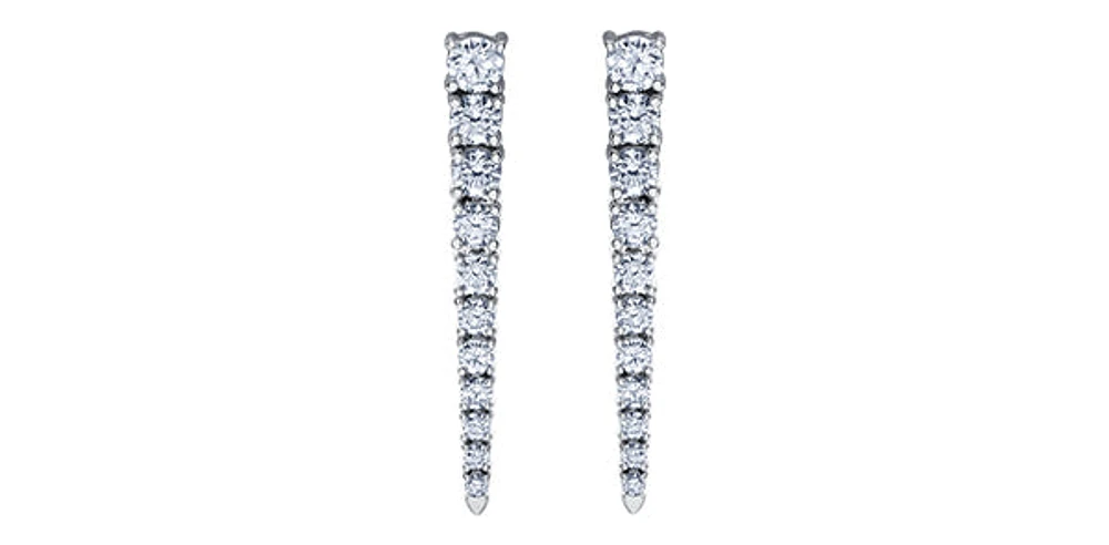 14K White Gold 1.50cttw Canadian Diamond Dangle Earrings