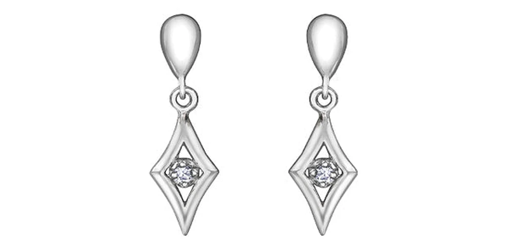 10K White Gold 0.06cttw Diamond Dangle Earrings