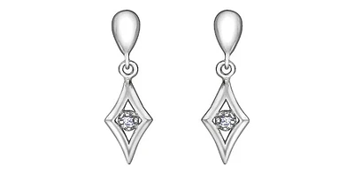 10K White Gold 0.06cttw Diamond Dangle Earrings