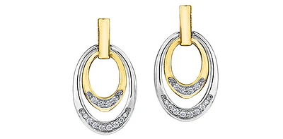 10K White & Yellow Gold 0.10cttw Diamond Double Eternity Earrings