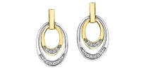 10K White & Yellow Gold 0.10cttw Diamond Double Eternity Earrings