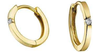 10K Gold 0.04cttw Diamond Hoop / Huggie / Hinged Earring