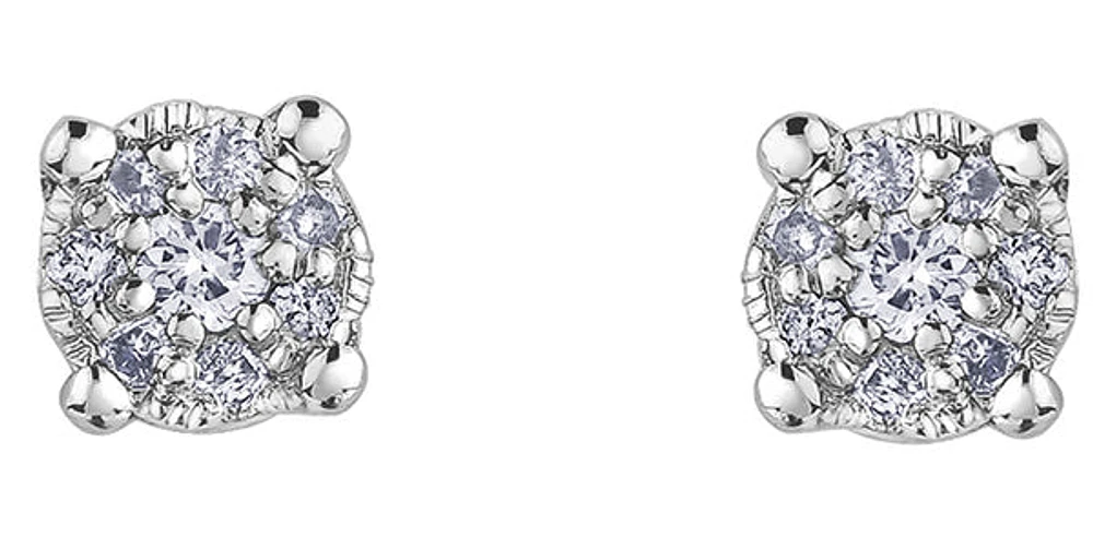 10K White Gold 0.08cttw Diamond Stud Earring