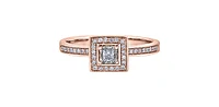 10K Rose Gold 0.20cttw Canadian Diamond Halo Engagement Ring, size 6.5