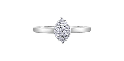 10K White Gold 0.30cttw Canadian Diamond Halo Engagement Ring, size 6.5
