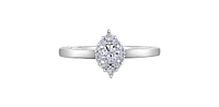 10K White Gold 0.30cttw Canadian Diamond Halo Engagement Ring, size 6.5