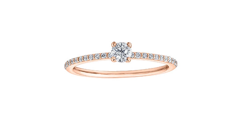 10K Rose Gold 0.30cttw Canadian Diamond Ring, Size 6.5