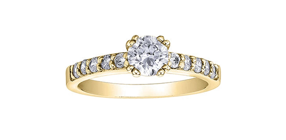 14K Yellow Gold 0.70cttw Canadian Diamond Engagement Ring, size 6.5