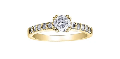 14K Yellow Gold 0.70cttw Canadian Diamond Engagement Ring, size 6.5