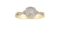 10K Yellow Gold 0.50cttw Diamond Halo Engagement Ring, size 6.5