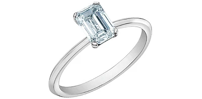 14K Gold 1.00 cttw Lab Grown Diamond Emerald Cut Solitaire Engagement Ring - /