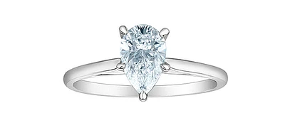 14K Gold 1.00cttw Lab Grown Diamond Pear Shape Solitaire Engagement Ring - /