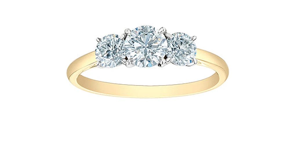 14K Gold 1.00cttw Lab Grown Diamond 3 Stone Engagement Ring - /