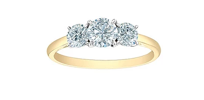 14K Gold 1.00cttw Lab Grown Diamond 3 Stone Engagement Ring - /