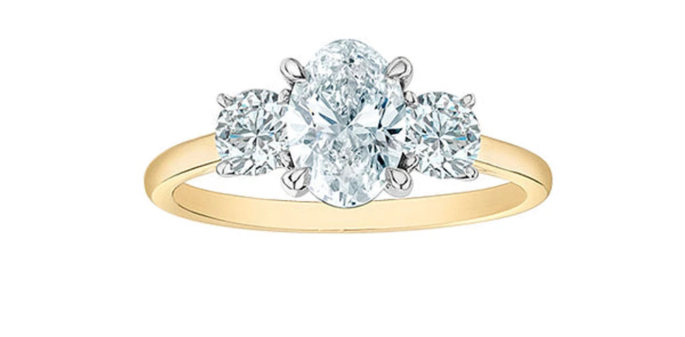 14K Gold 1.55cttw Lab Grown Diamond 3 Stone Ring - /