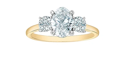 14K Gold 1.55cttw Lab Grown Diamond 3 Stone Ring - /