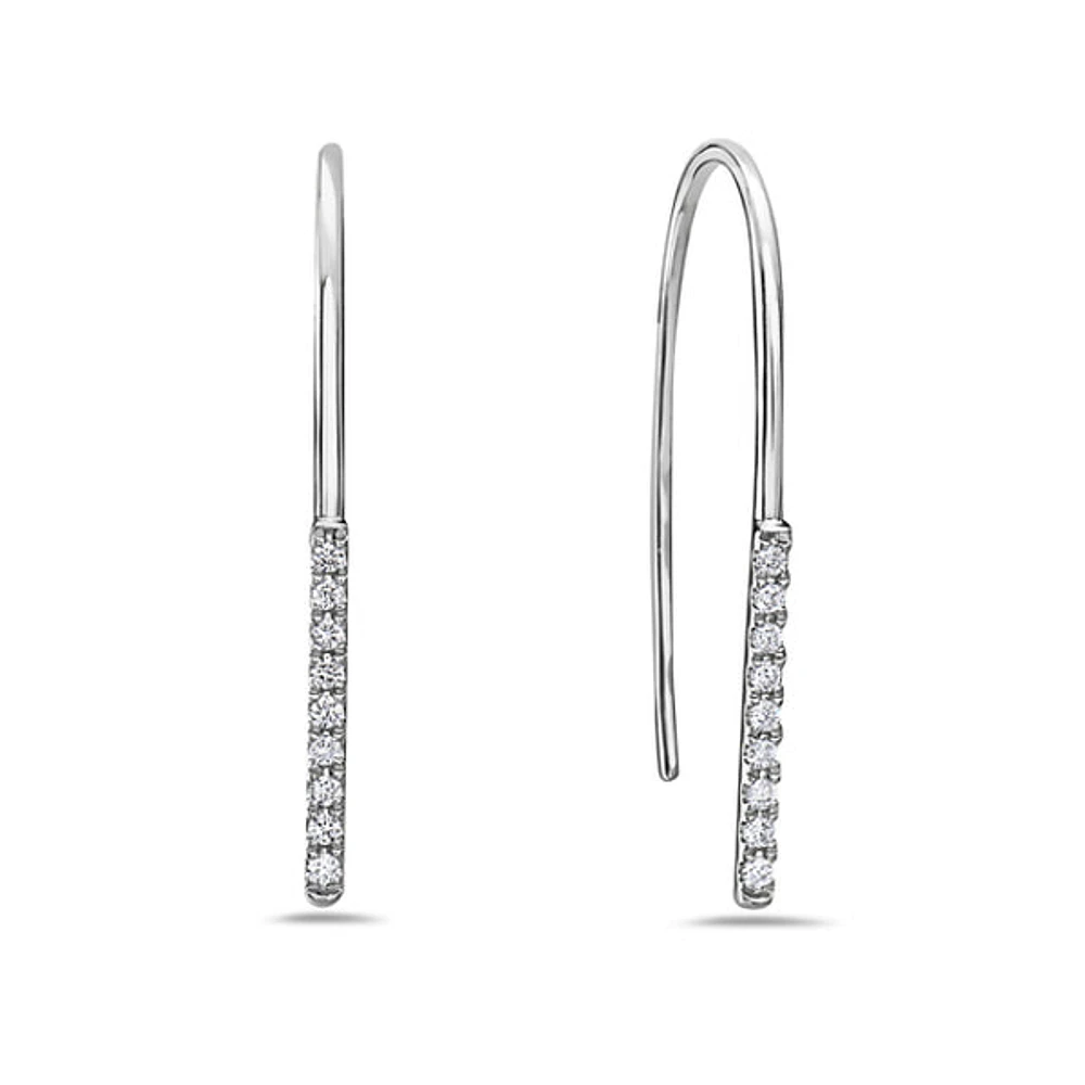 14K White Gold 0.09cttw Diamond Dangle Earrings