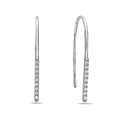 14K White Gold 0.09cttw Diamond Dangle Earrings