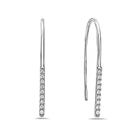 14K White Gold 0.09cttw Diamond Dangle Earrings