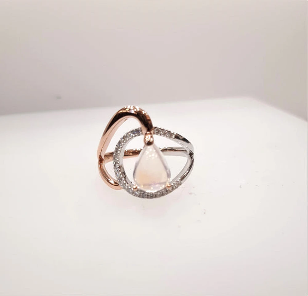 Moonstone and Diamond Ring