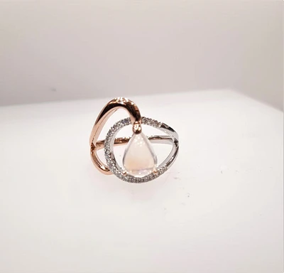 Moonstone and Diamond Ring