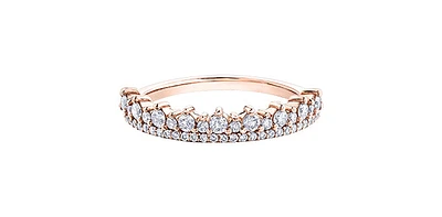 10K Rose Gold 0.50cttw Crown Diamond Ring - Size 6.75