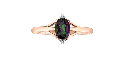 10K Rose Gold 1.00cttw Mystic Topaz & 0.02cttw Diamond Ring, size 6.5
