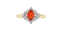10K Two Tone Fire Opal & Diamond Ring
