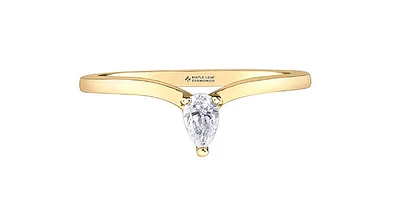 14K Yellow Gold 0.16cttw Pear Cut Canadian Diamond Ring