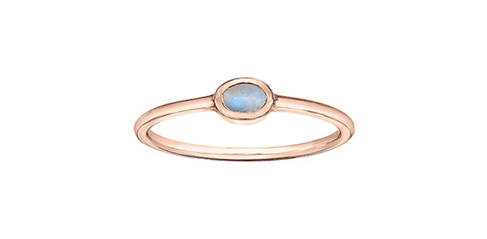 10K Rose Gold 0.25cttw Genuine Moonstone Ring, size 6.5