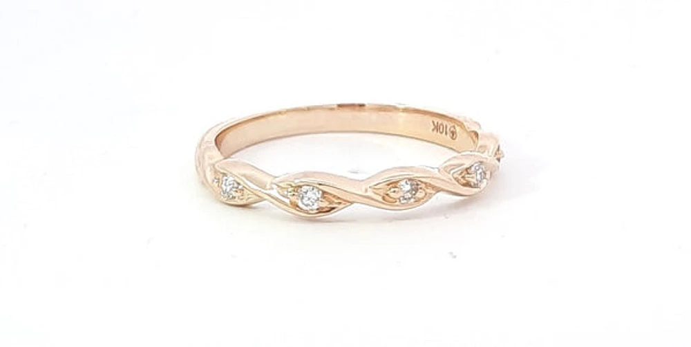 10K Yellow Gold Diamond 0.08cttw Round Cut Band, 6.5