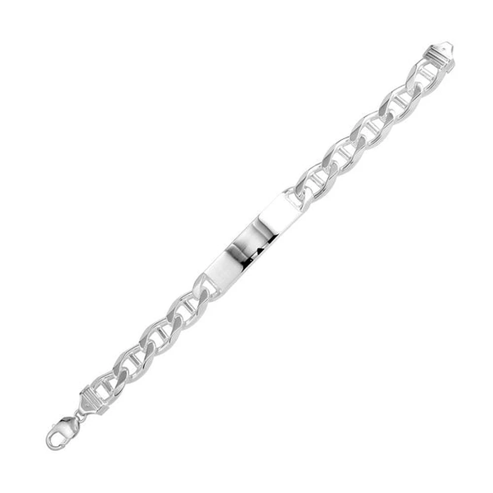 925 Sterling Silver 10.5mm Anchor Link I.D. Rhodium Plated Bracelet with Lobster Clasp - 8 Inches