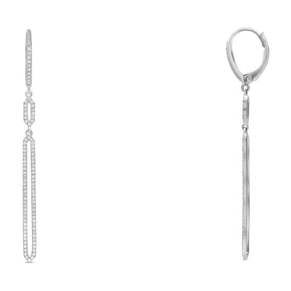 14K White Gold Diamond Dangle Earring