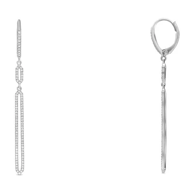 14K White Gold Diamond Dangle Earring