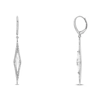 14K White Gold White Topaz and Diamond Dangle Earring