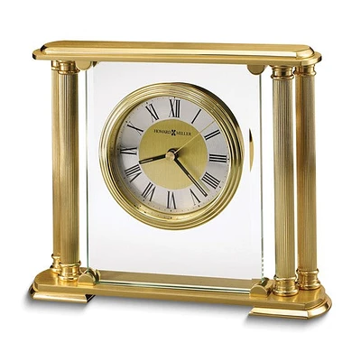 Howard Miller Athens Brass and Beveled Glass Quartz Clock