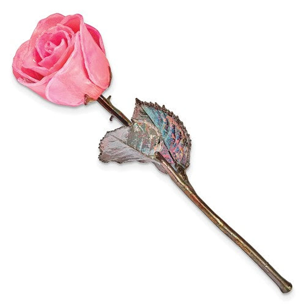 Copper Dipped Lacquered Genuine Pink Rose