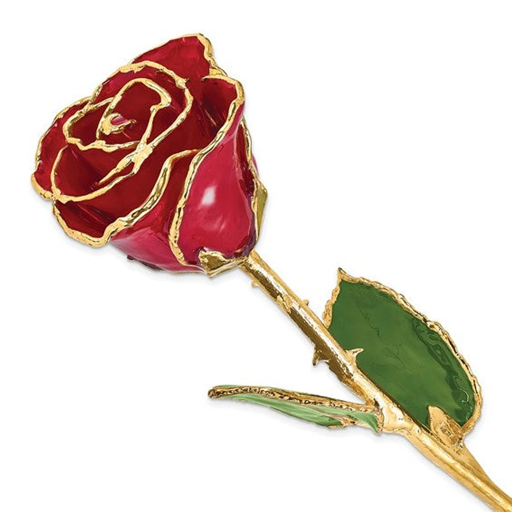 24K Gold Dipped Lacquered Red Genuine Rose