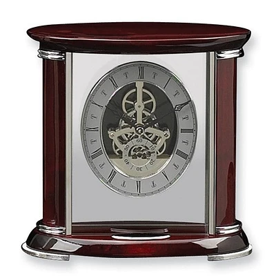 Luxembourg Rosewood Finish and Chrome Trim Skeleton Dial Mantel Clock