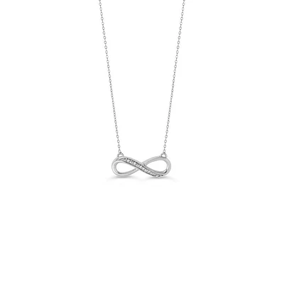 10K White Gold 0.021cttw Diamond Infinity Pendant, 18"