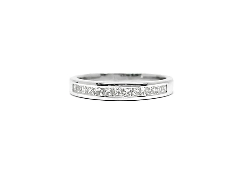 14K White Gold 0.40ctts Princess Cut Diamond Wedding Band