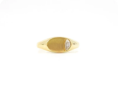 10K Yellow Gold 0.008cttw Diamond Signet Ring, size 6