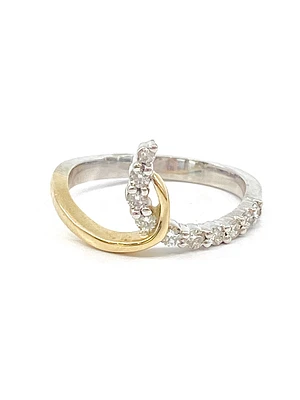 10K White & Yellow Gold 0.25cttw Diamond Ring, 6.5 - / 4.5