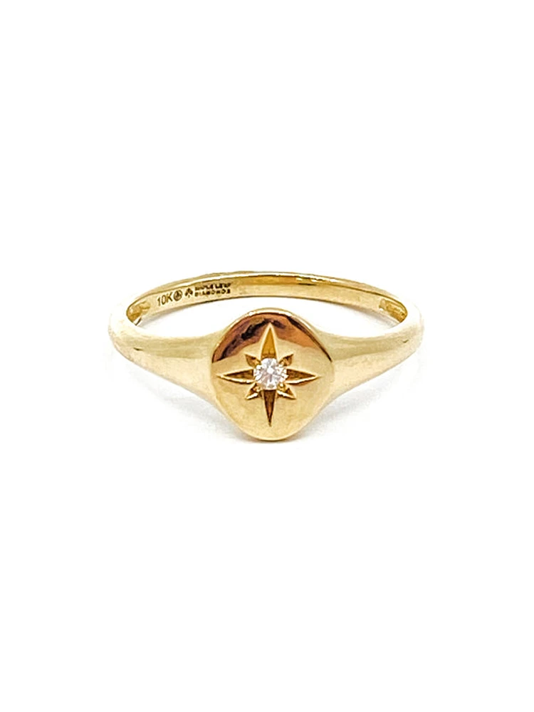 10K Yellow Gold 0.027 Canadian Diamond Ring, size 6.5