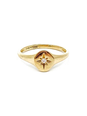 10K Yellow Gold 0.027 Canadian Diamond Ring, size 6.5