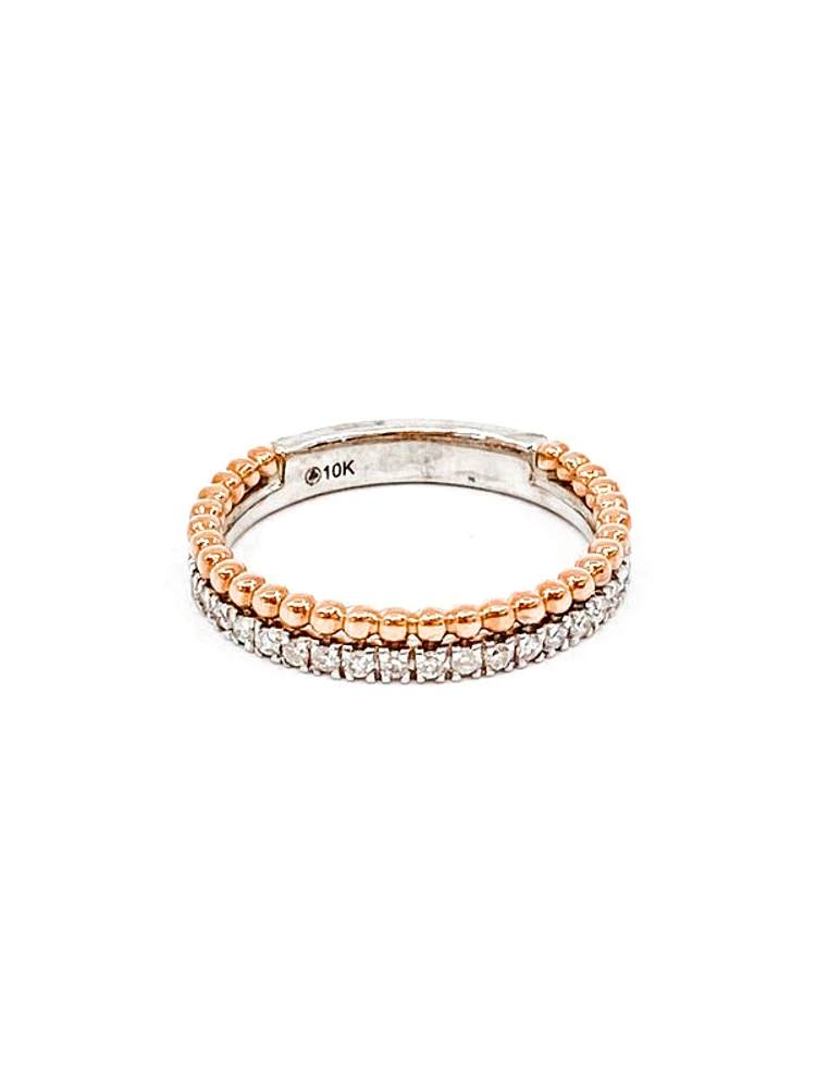 10K Rose & White Gold 0.30cttw Diamond Band, size 6.5